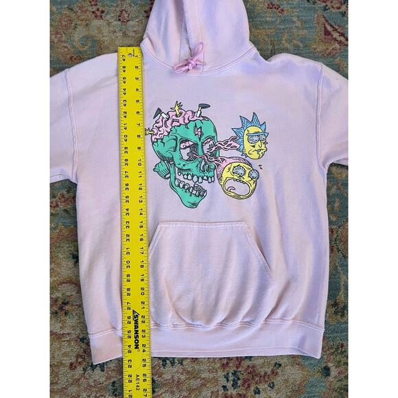 Rick and Morty Acid Skull Pink Hoodie Sweatshirt - Picture 10 of 10
